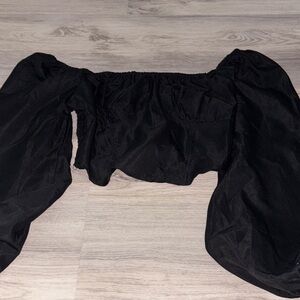 Black Off-Shoulder Puff Sleeve Top